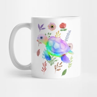 Colorful Floral Cute Sea Turtle . Mug